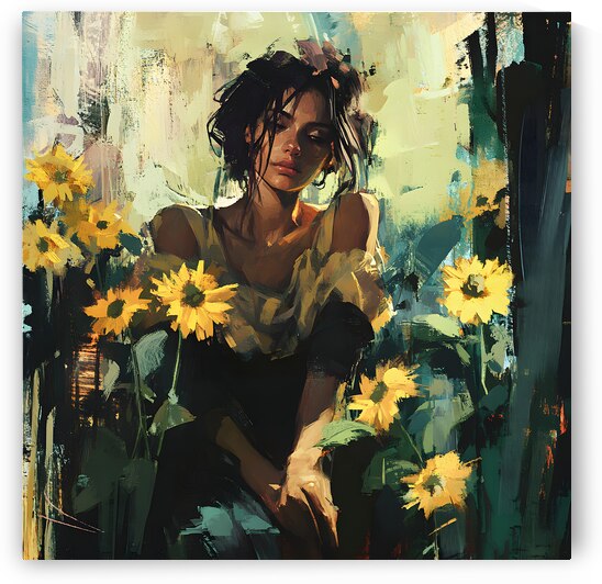 Tranquil Beauty Amid Sunflowers by Fab Haven