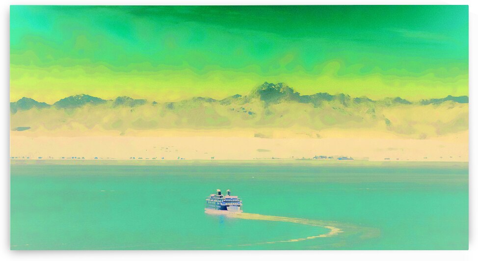 New Snow on Olympics over Salish Sea by Rik Katz