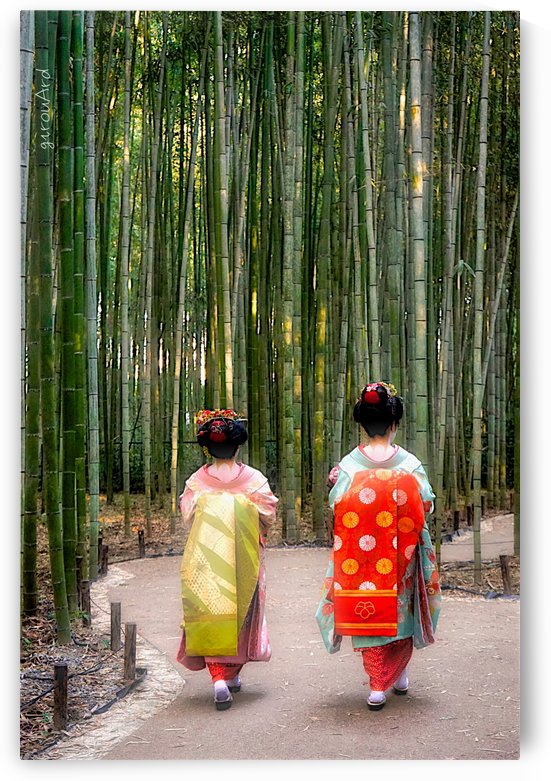 Geishas in bamboo forest by girouArd