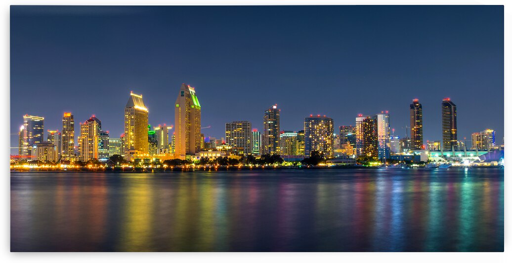 San diego skyline panorama at night by DELPHIMAGES