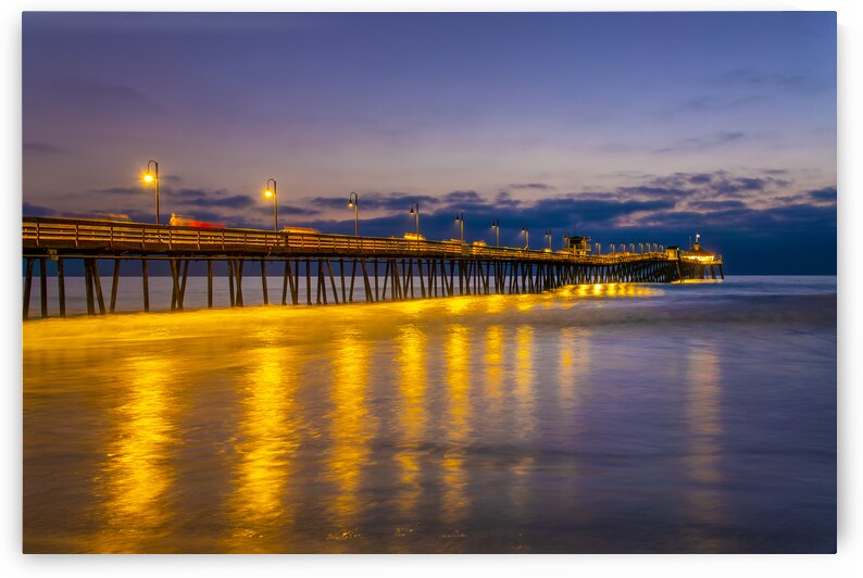 Imperial beach pier at night San Diego by DELPHIMAGES
