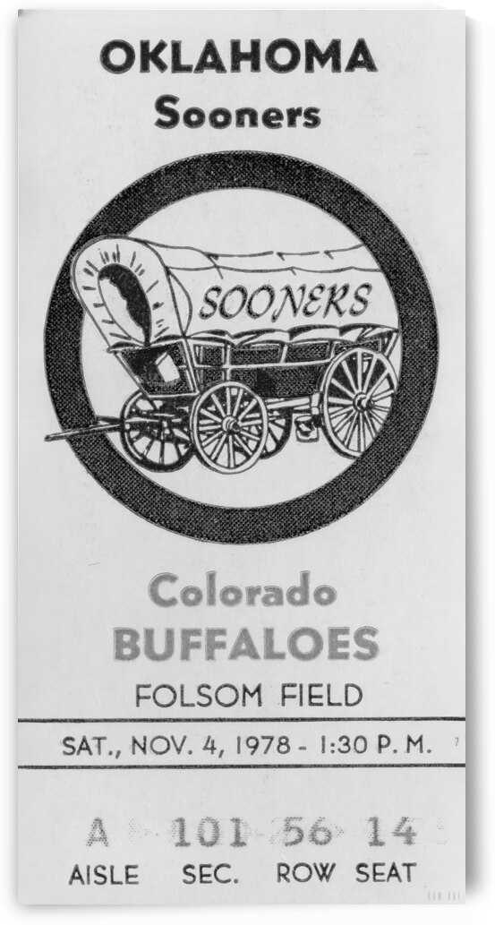 1978 Colorado Football Ticket Black and White Remix by Row One Brand