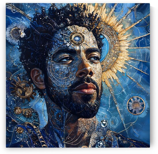 Cosmic Mosaic: Futuristic Male Portrait by Fab Haven
