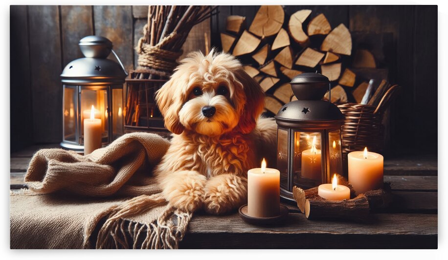 Tan Dog and Candles by Jerry Fornarotto