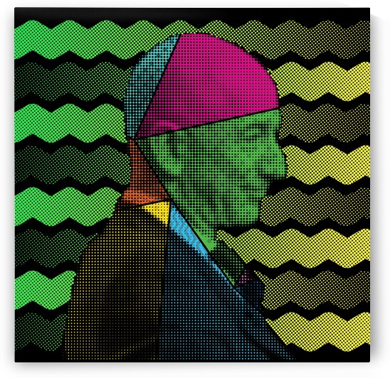 Jeff Bezos Halftone Pop Art Portrait  by Art by Josh