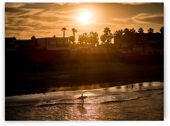 San Diego Surfer Sunrise Spotlight Wide by Ryan Cameron