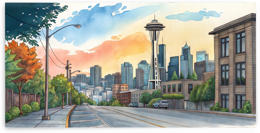 Seattle Neighborhood Watercolor by Art by Josh