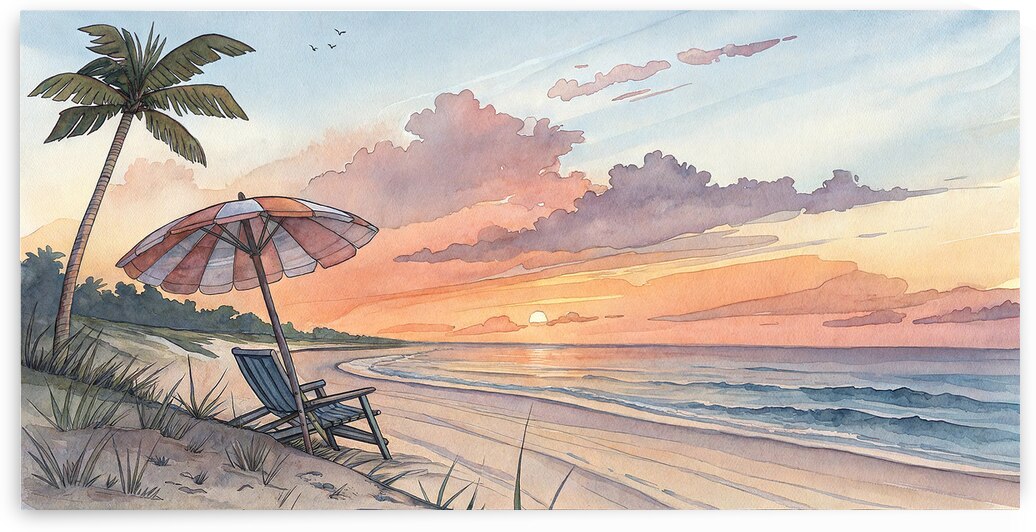 Watching the Sun rise Watercolor by Art by Josh