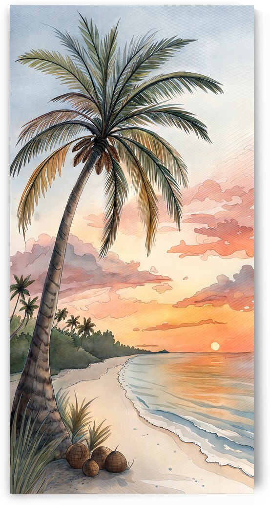 Palm Beach Sunsets Watercolor by Art by Josh