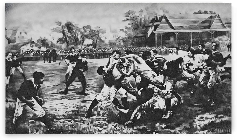 1954 Drawing Showing Football in 1869 by Row One Brand