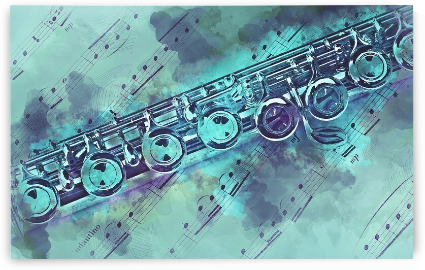 Blue flute watercolor by DELPHIMAGES