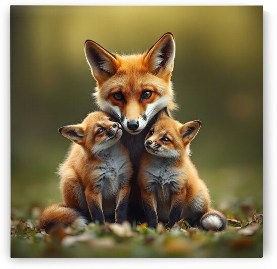 Adorable Fox Family in Nature by Fab Haven