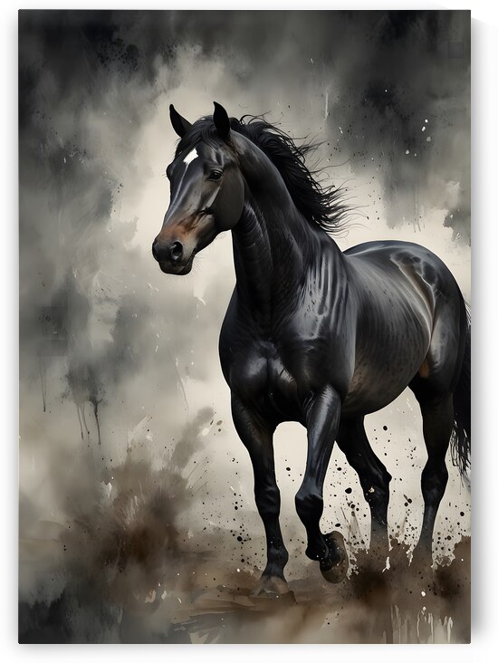 Majestic Black Stallion in Motion by Fab Haven