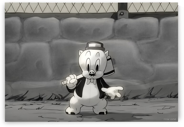 Vintage Porky Pig Cartoon Art by Row One Brand
