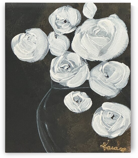 Rosas Blancas Loose Floral Painting Print by Kara Waters