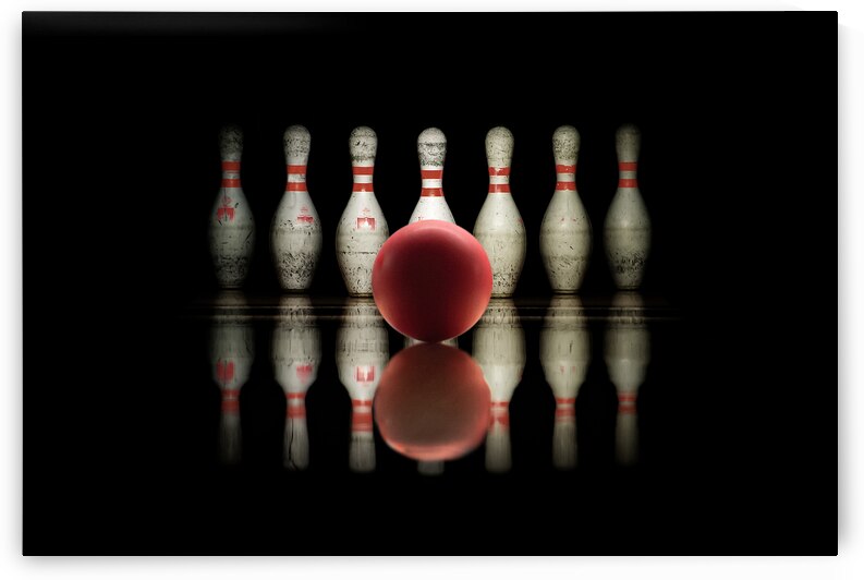Bowling strike bowl and pins by DELPHIMAGES