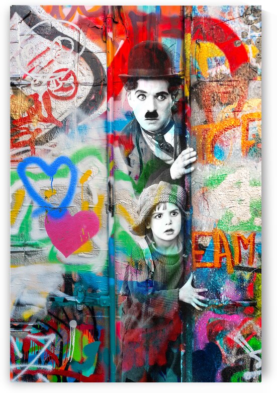 Charlie Chaplin and the Kid Street Art style by DELPHIMAGES