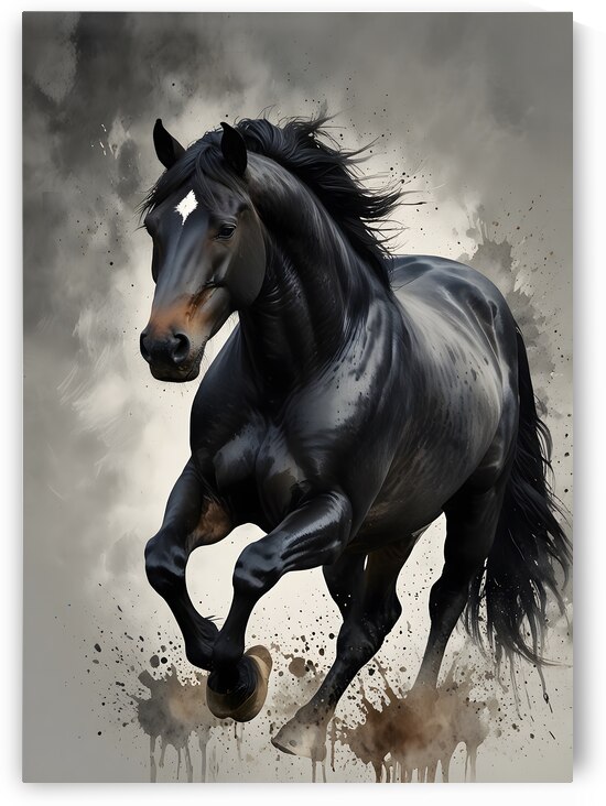Powerful Black Horse in Motion by Fab Haven