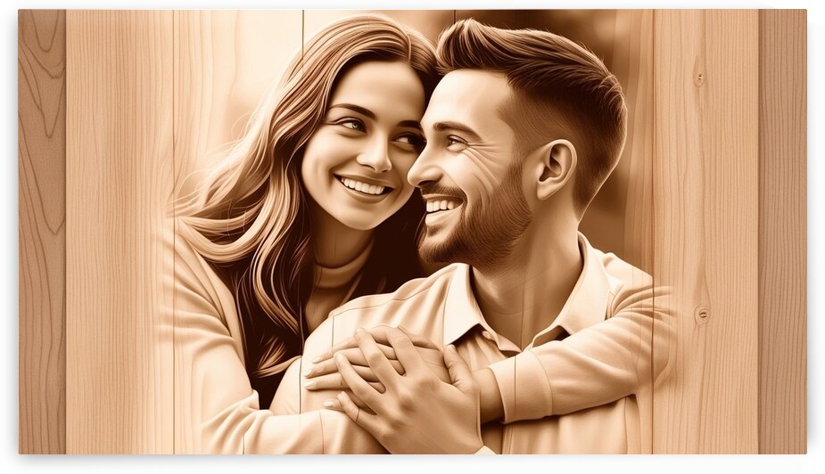 Personalized Wooden Photo Engraving – Romantic Couple Portrait Gift by Digi Mart