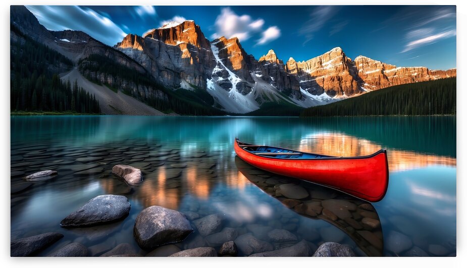 Red Canoe on Lake Moraine 2 by The Mabazza Foundation 