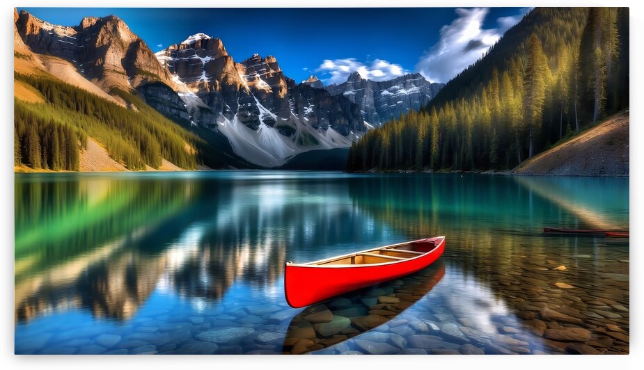 Red Canoe on Lake Moraine 3 by The Mabazza Foundation 