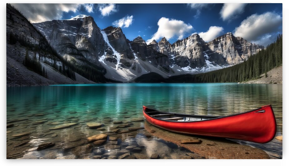 Red Canoe on Lake Moraine 4 by The Mabazza Foundation 