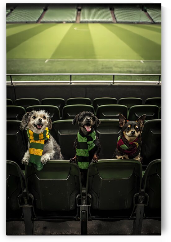  Playful Dogs in Stadium Colorful Scarves Cheerful Atmosphere by ClikChik