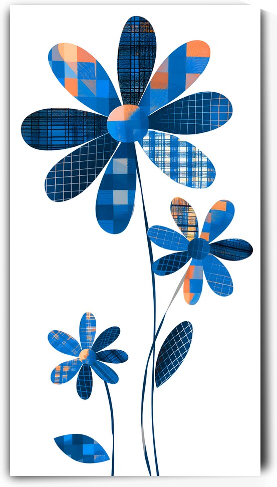 Plaid Botanica 16 - Graphic Floral Art Prints by Savage Art Prints