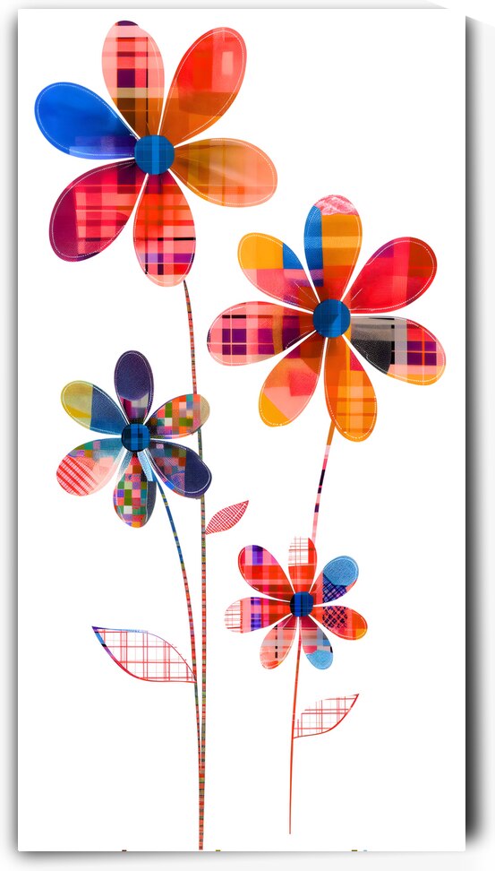 Plaid Botanica 5 - Retro Floral Art Prints by Savage Art Prints