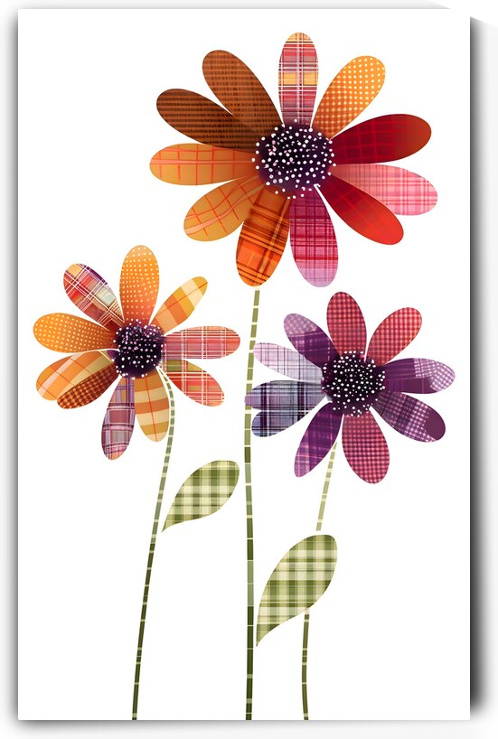 Plaid Botanica 17 - Contemporary Floral Pattern Art Prints by Savage Art Prints