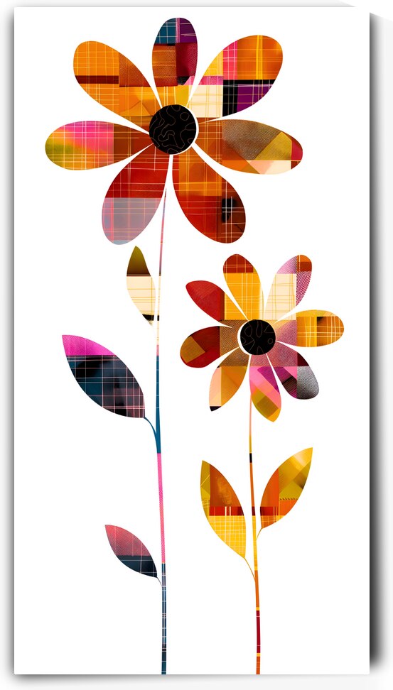 Plaid Botanica 24 - Modern Retro Floral Art Prints by Savage Art Prints