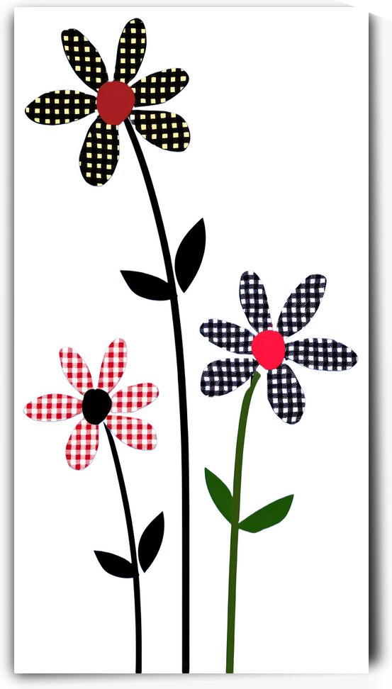 Plaid Botanica 8 - Contemporary Floral Pattern Art Prints by Savage Art Prints