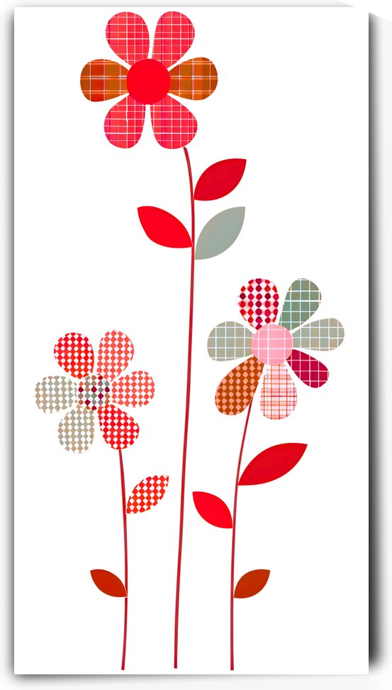 Plaid Botanica 21 - Modern Retro Floral Art Prints by Savage Art Prints