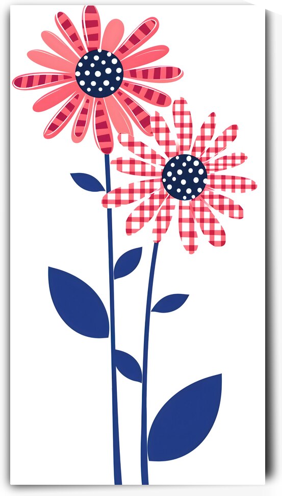 Plaid Botanica 6 - Graphic Floral Art Prints by Savage Art Prints