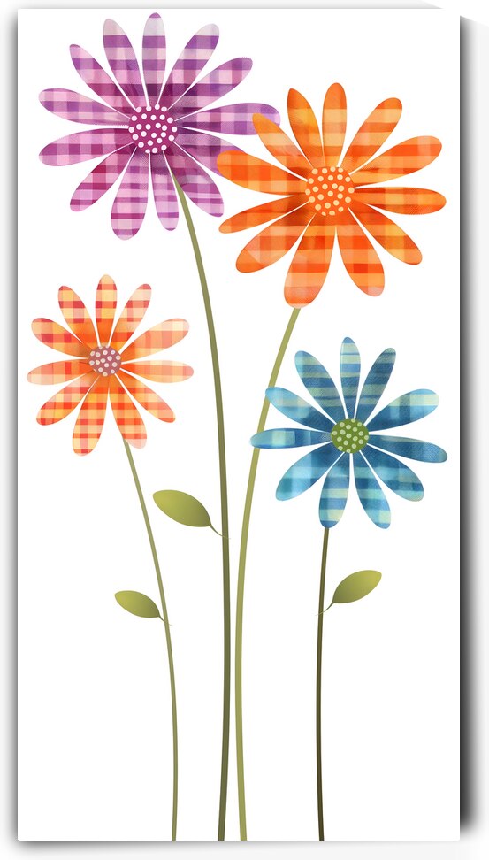 Plaid Botanica 11 - Colorful Floral Art Prints by Savage Art Prints