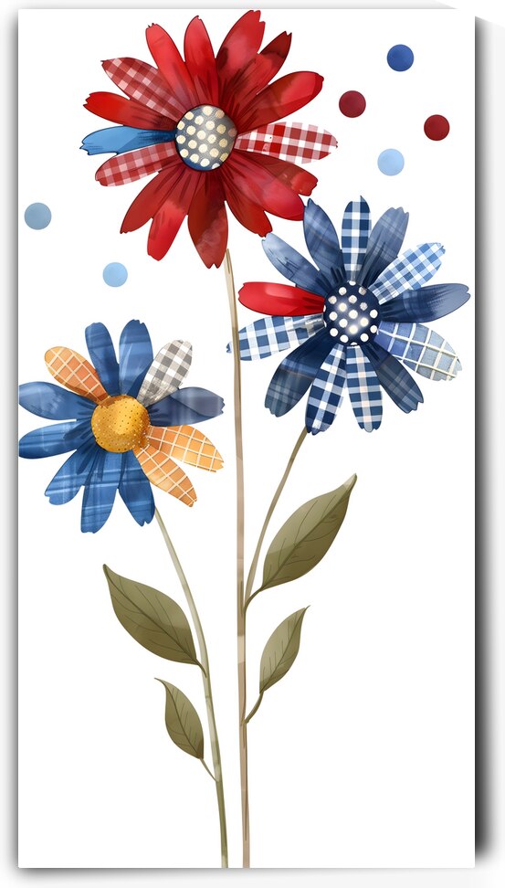 Plaid Botanica 7 - Retro Floral Art Prints by Savage Art Prints