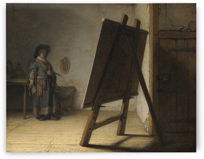 Rembrandt 1606 1669 The Artist in his studio by TOPARTGALLERY