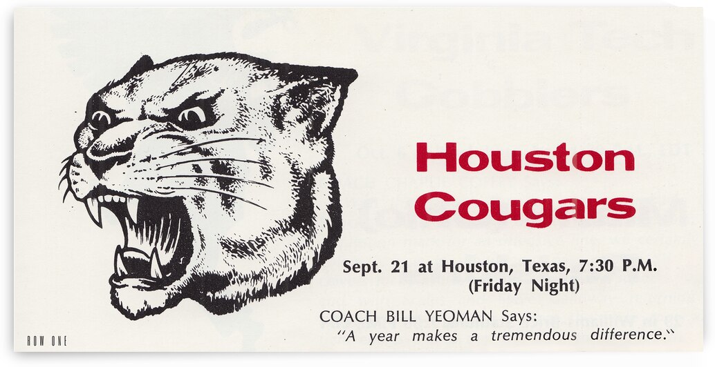 1973 Houston Cougars Art by Row One Brand