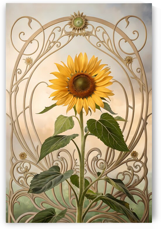 Nature’s Grace: Sunflowers in Art Nouveau Style by ClikChik