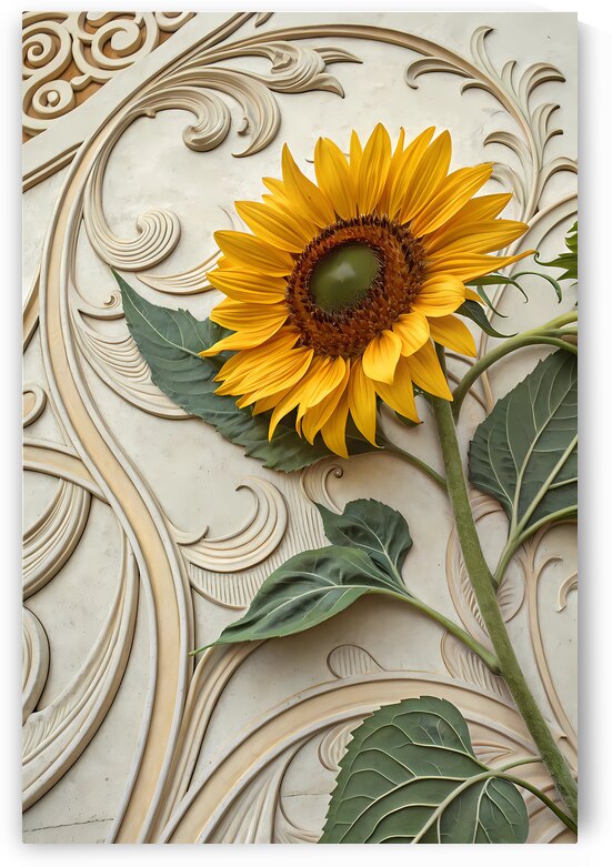 Golden Elegance: Sunflower Art Nouveau Masterpiece by ClikChik