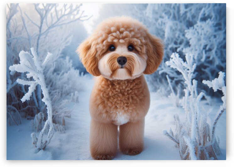 Tan Dog in Frosty Scene by Jerry Fornarotto