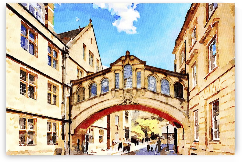 Bridge of Sighs and Hertford College Oxford UK Watercolour  by Travelling Light