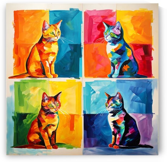Vivid Cat Symphony: A Colorful Quadrant of Feline Elegance by Adsmani