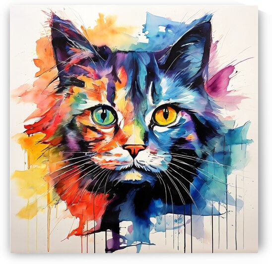 Splash of Feline Magic: A Watercolor Symphony of Colors by Adsmani