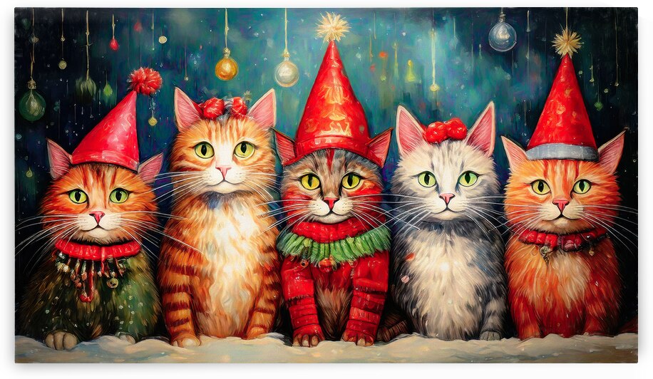 Funky Christmas Cats  by Thea Menagh