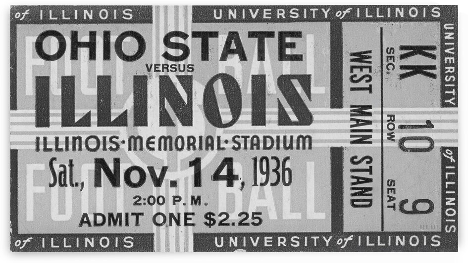 1936 Ohio State vs. Illinois Ticket Remix by Row One Brand