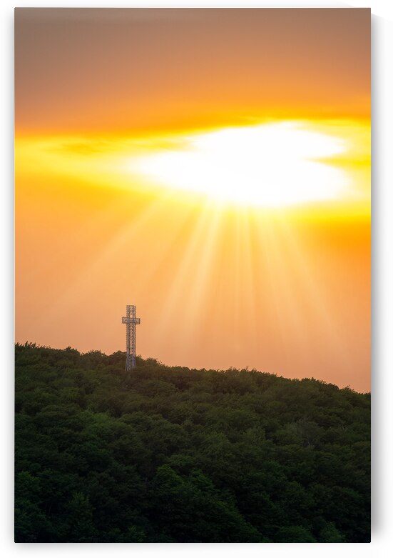 Heavenly light on the cross of Mont Royal Montreal by DELPHIMAGES