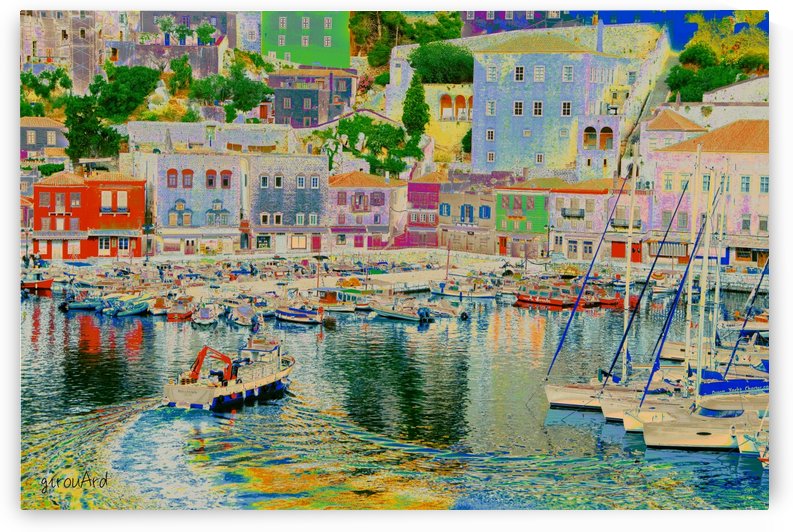 Colorful Greek island Port by girouArd