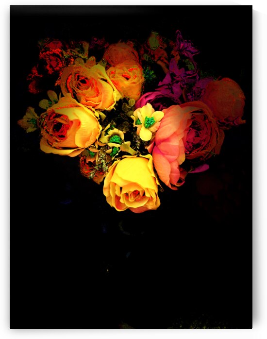 Abstract Pink and Yellow Rose Bouquet by Catriona Roberts Nature Photography and Designs