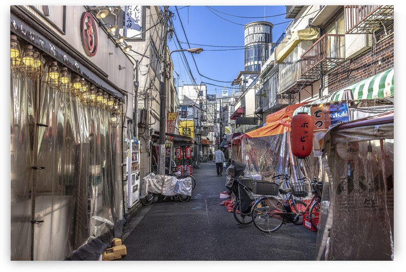 Quiet street in tokyo japan showing traditional stalls and sho by Gualtiero Boffi